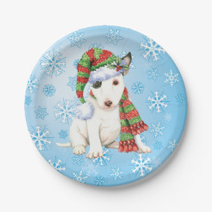 Christmas Mini Bull Terrier Paper Plate
