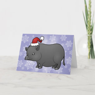 Christmas Miniature Pig Holiday Card