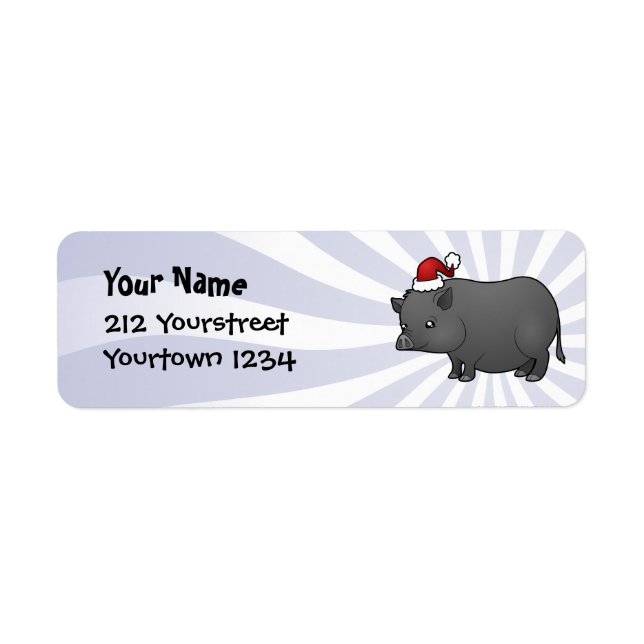 Christmas Miniature Pig Return Address Label (Front)