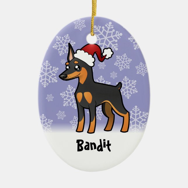 Christmas Miniature Pinscher / Manchester Terrier Ceramic Tree Decoration (Front)