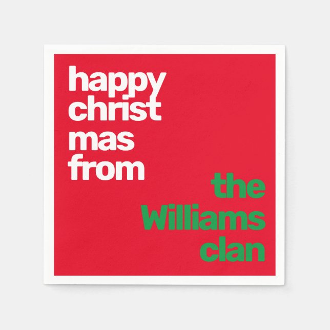 Christmas minimal custom modern party paper red  napkin (Front)