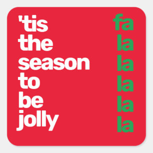 Christmas minimal custom modern party red green square sticker