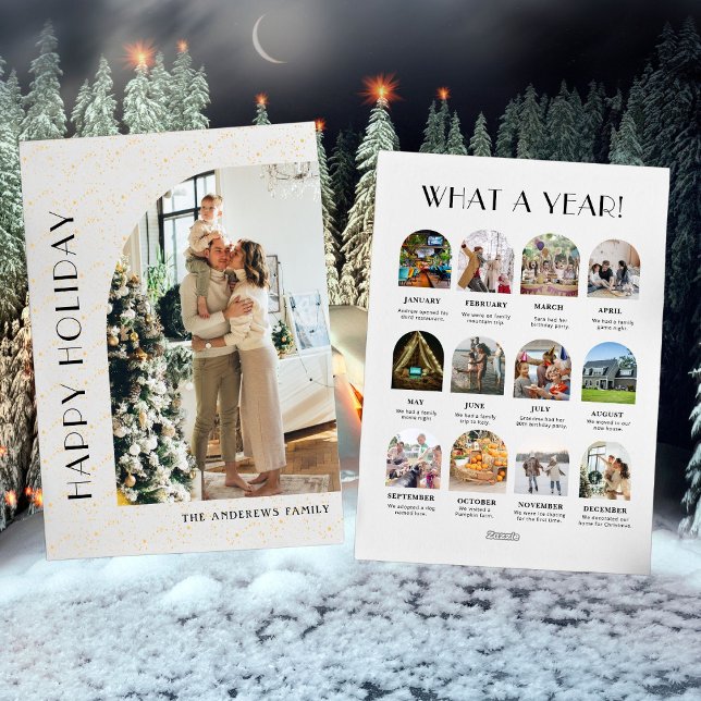 Christmas Minimal Photo Collage What a Year    Holiday Card (Creator Uploaded)