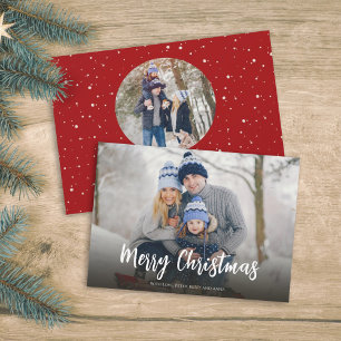 Christmas Minimal Red Dots Simple Festive 2 Photo Holiday Card