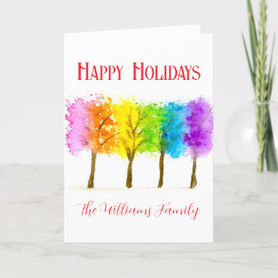 Christmas Minimal Watercolor Pine Trees Holiday Card