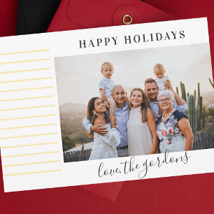 Christmas Minimalist Gold Elegant Photo Happy Holiday Card