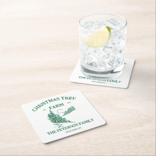 Christmas Minimalist Holiday  Square Paper Coaster