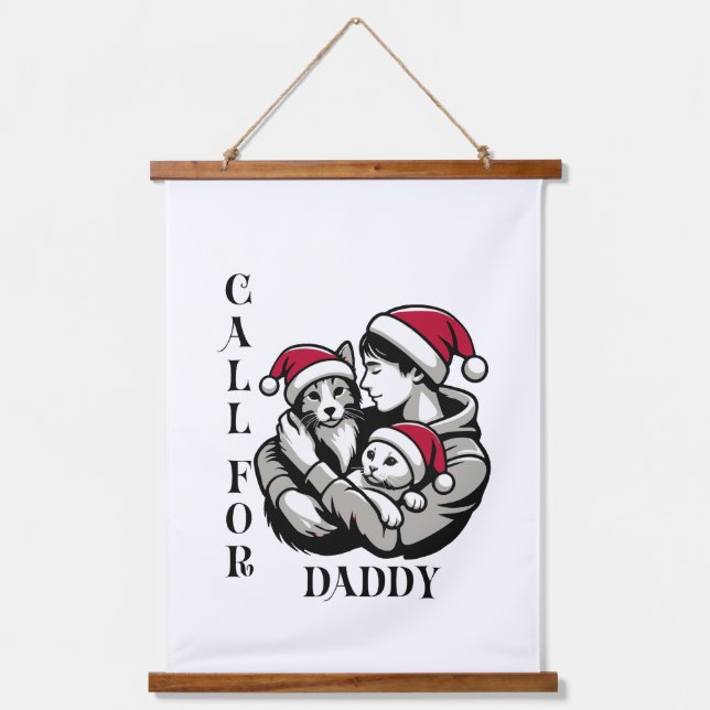 Christmas minimalist pet call for daddy hanging tapestry (Front)