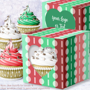 Christmas MinimalistStriped-Red Green Heart Window Favour Box