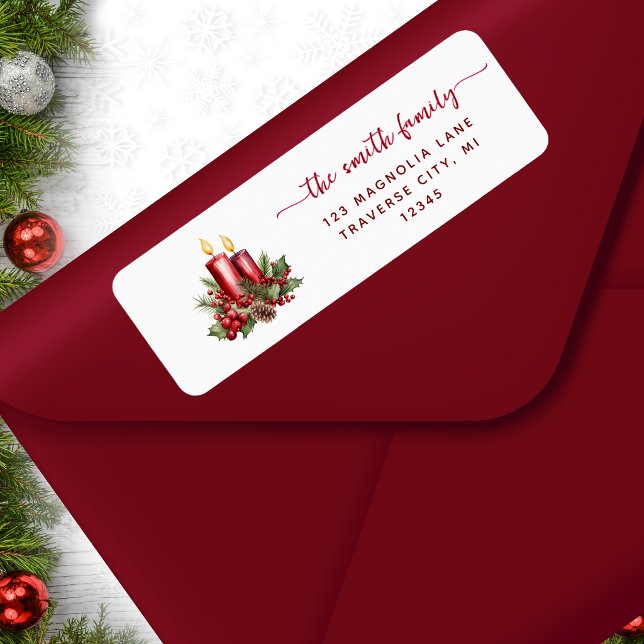 Christmas minmalist mistletoe candle return address label (Creator Uploaded)