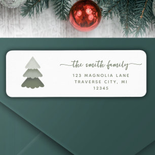 Christmas minmalist Pine Tree Sage green Return Address Label