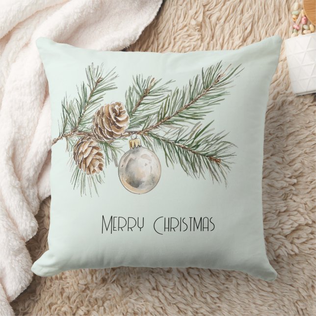 Christmas Mint Pine Cones Branch Ornament Cushion (Blanket)