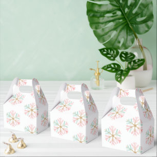 Christmas Mint Pink Snowflakes on White Favour Box