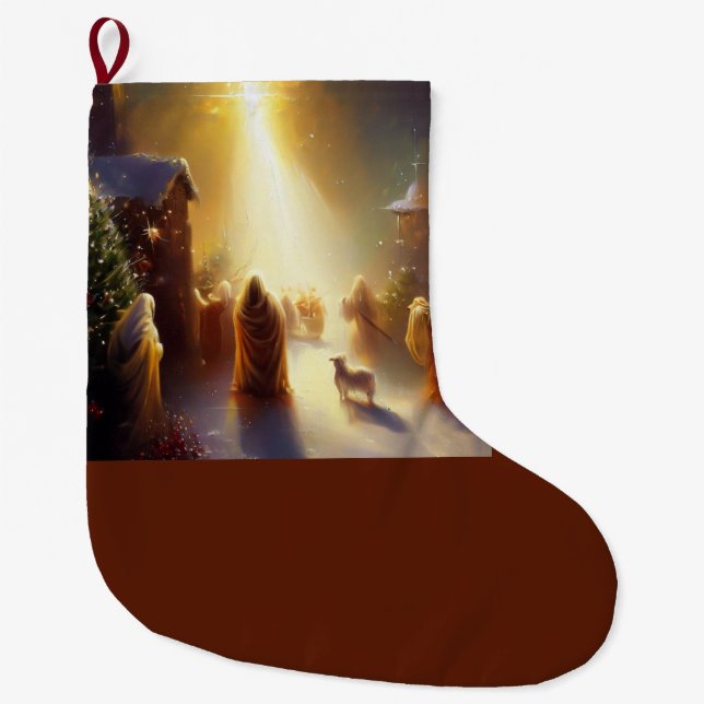 Christmas Miracle 1 Large Christmas Stocking (Front)