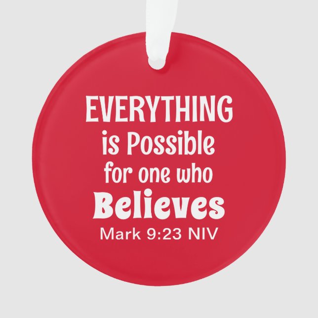 Christmas Miracle Bible Verse Christian Faith Red  Ornament (Front)
