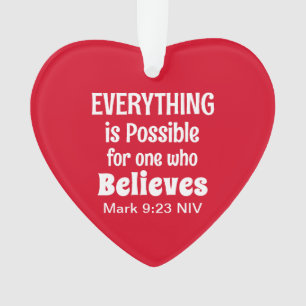 Christmas Miracle Bible Verse Christian Faith Red Ornament