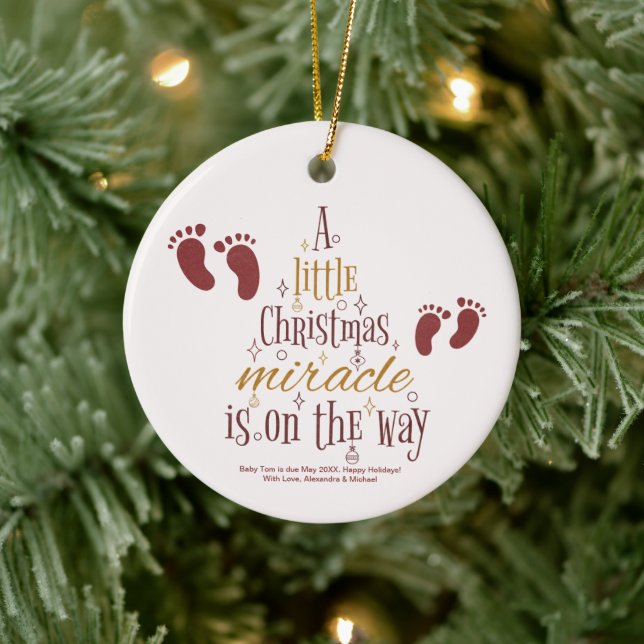  Christmas Miracle Pregnancy Announcement Ceramic Ornament (Tree)