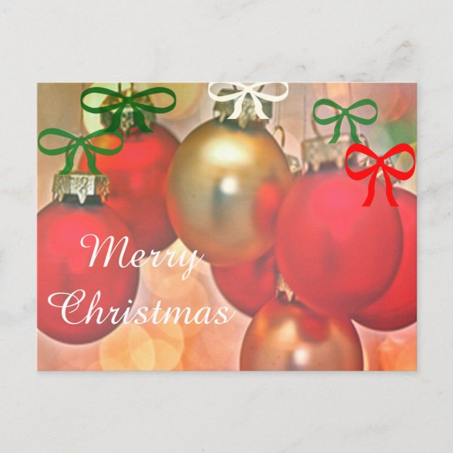 Christmas mistletoe and baubles holiday postcard (Front)