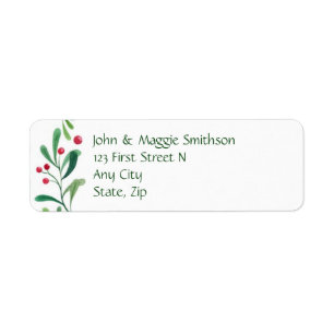 Christmas Mistletoe & Berries Fun Holiday Art Return Address Label