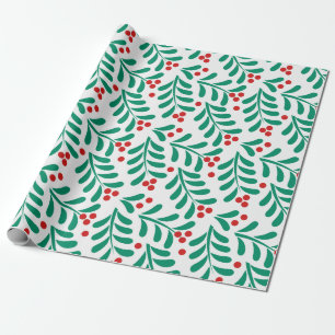 Christmas mistletoe berriespattern Wrapping Paper 