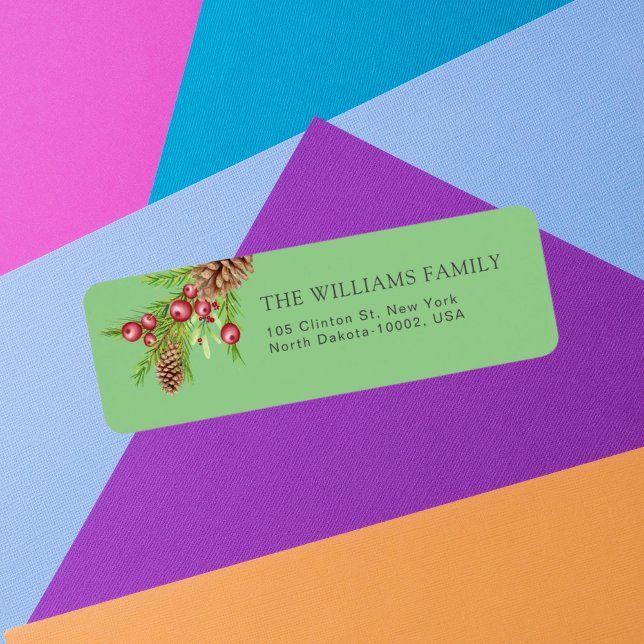 Christmas Mistletoe Custom Family Name Green Return Address Label (Creator Uploaded)