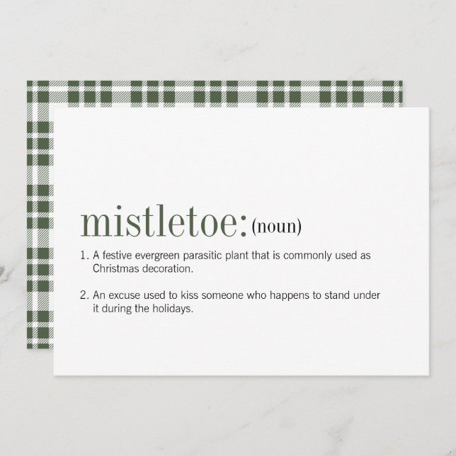 Christmas Mistletoe Definition Holiday Card (Front/Back)