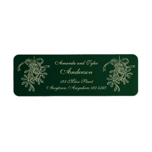 Christmas Mistletoe Green Return Address Label