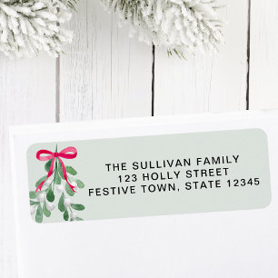 Christmas Mistletoe Green Return Address Label