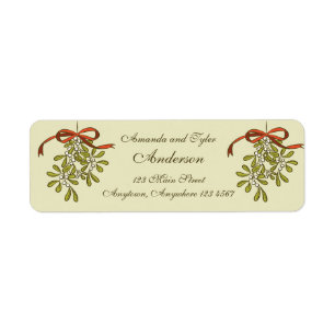 Christmas Mistletoe Green Return Address Label