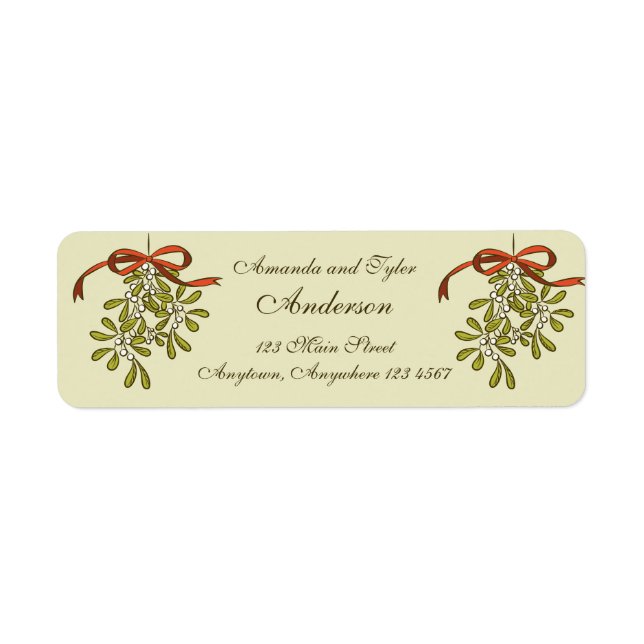 Christmas Mistletoe Green Return Address Label (Front)
