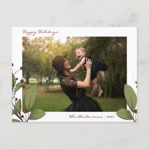Christmas Mistletoe Happy Holidays Photo Postcard