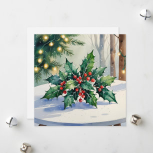 Christmas Mistletoe Happy Holidays Watercolor Card