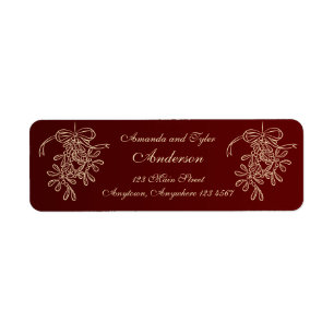 Christmas Mistletoe Red Return Address Label