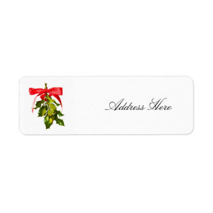 Christmas mistletoe return address label