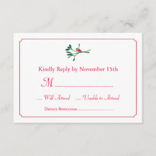 Christmas Mistletoe RSVP Card Invitation