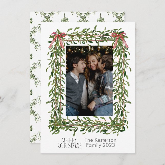 Christmas Mistletoe Trellis Photo  Holiday Card (Front/Back)