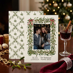 Christmas Mistletoe Trellis Photo Holiday Card