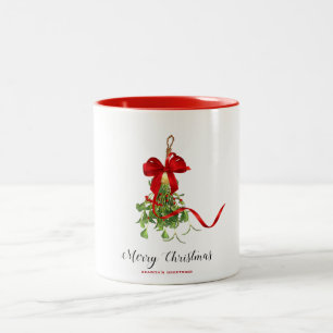 Christmas Mistletoe Two-Tone Coffee Mug