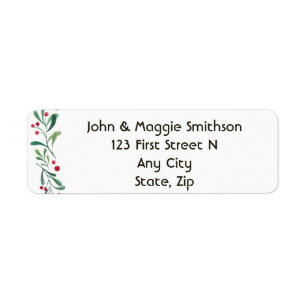 Christmas Mistletoe Watercolor Border Return Address Label