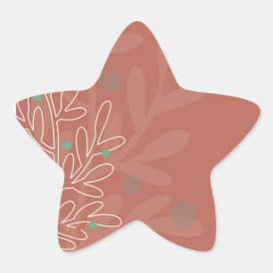 Christmas mistletoe, winter holidays floral star sticker