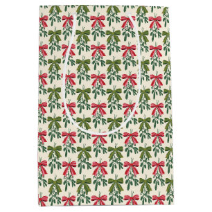 Christmas Mistletoe with Bows Medium Gift Bag