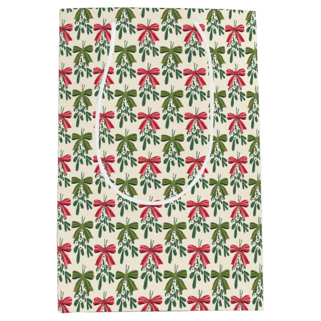 Christmas Mistletoe with Bows Medium Gift Bag (Front)