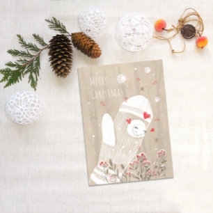 Christmas Mitten Snow Kitten Modern Drawing