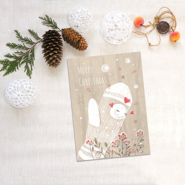 Christmas Mitten Snow Kitten Modern Drawing (Creator Uploaded)