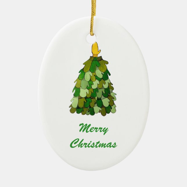 Christmas Mitten Tree  Ornament (Front)