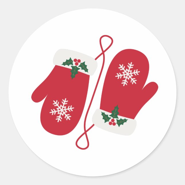 Christmas Mittens Classic Round Sticker (Front)