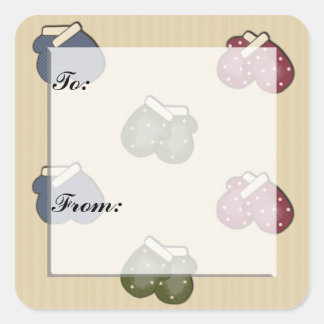Christmas Mittens Gift Tag Sticker