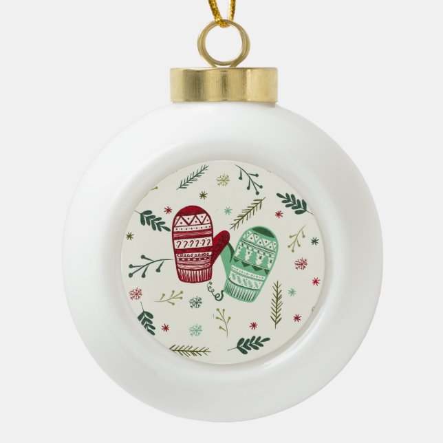 Christmas Mittens Ornament (Front)