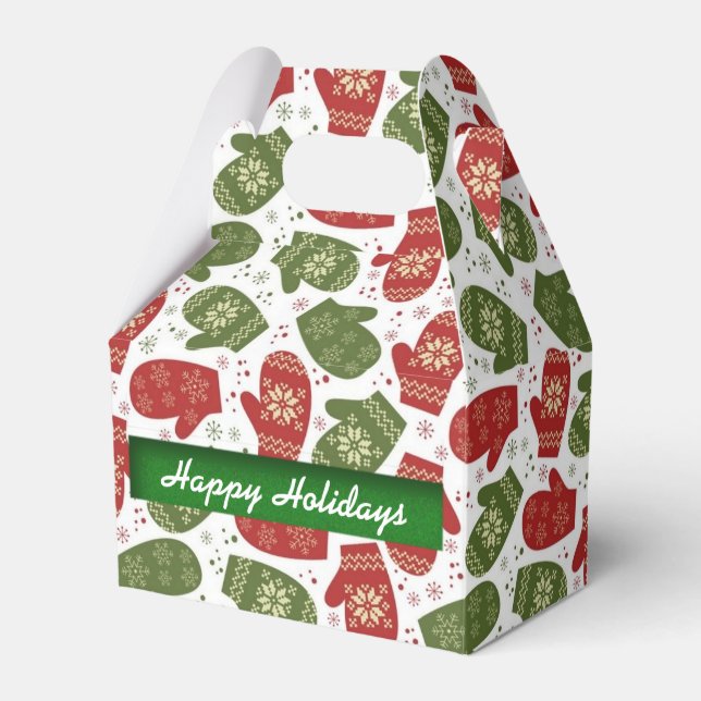 Christmas Mittens Pattern Favour Box (Front Side)