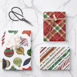 Christmas mix - BG tartan, baubles and Ribbon Wrapping Paper Sheet